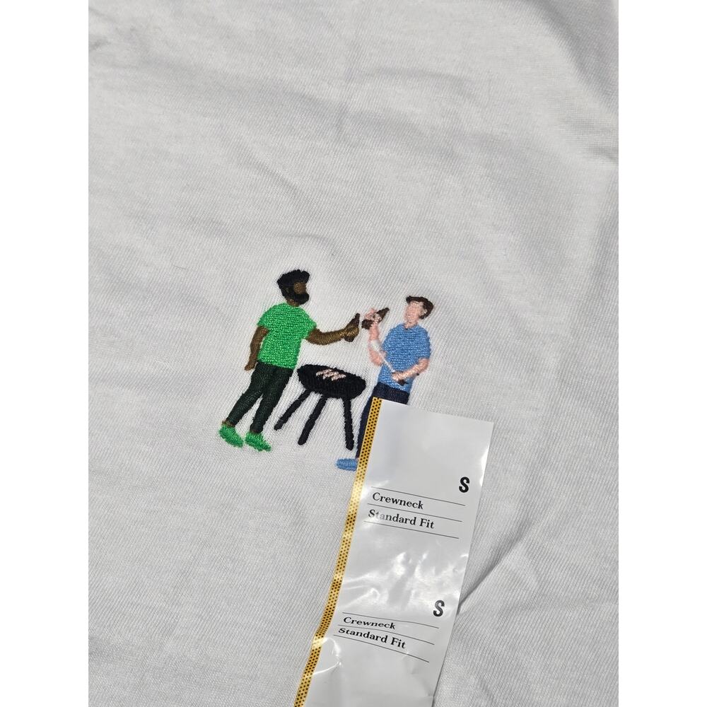 Goodfellow & Co Men's Graphic T-Shirt BBQ Cookout Embroidered White Cotton Tee - Picture 2 of 6